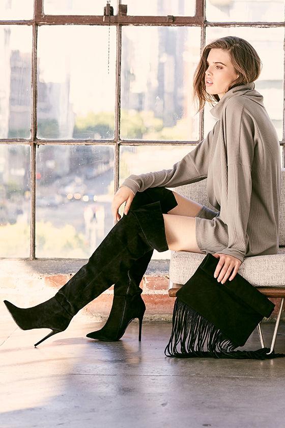 Good to Be Bad Black Suede Over the Knee Boots 2