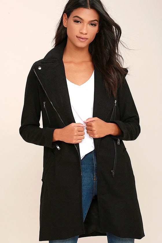 Chic Black Coat - Felted Coat - Long Coat - Black Wool Jacket - $89.00 ...