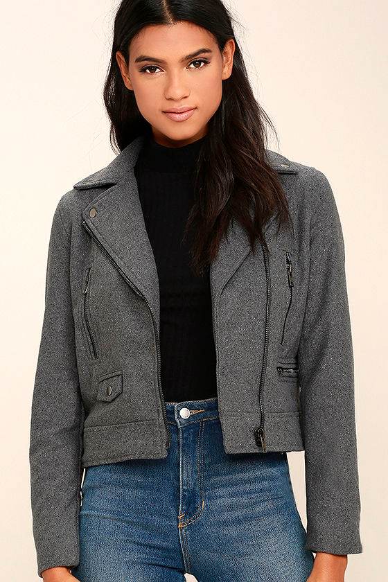 Cool Grey Jacket Felt Jacket Moto Jacket Felt Moto Jacket 76.