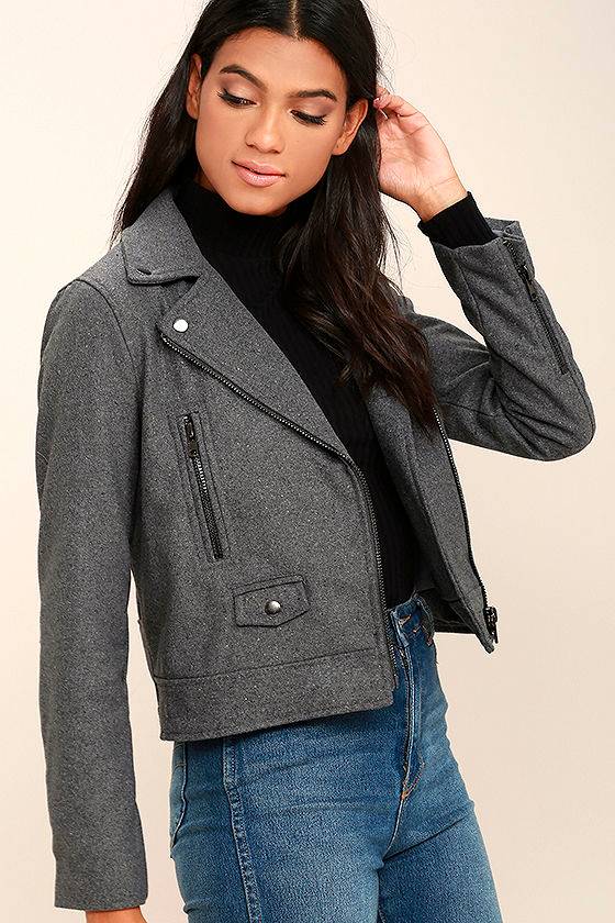 Cool Grey Jacket Felt Jacket Moto Jacket Felt Moto Jacket 76.00