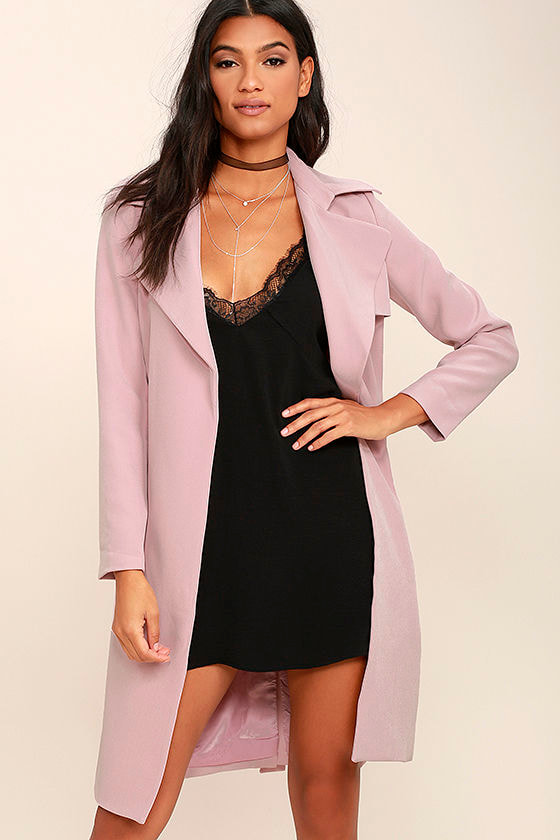 Stylish Mauve Pink Coat - Trench Coat - Open Front Coat - $86.00 - Lulus