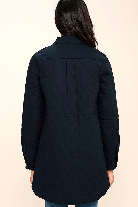 Cute Blue Quilted Jacket Long Blue Jacket Quilted Coat 79.00