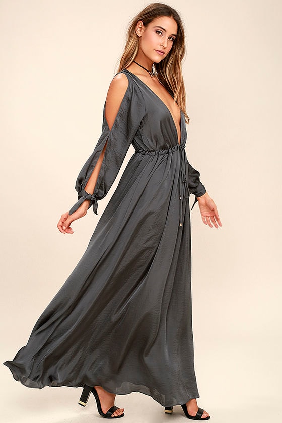 Chic Charcoal Grey Dress - Maxi Dress ...