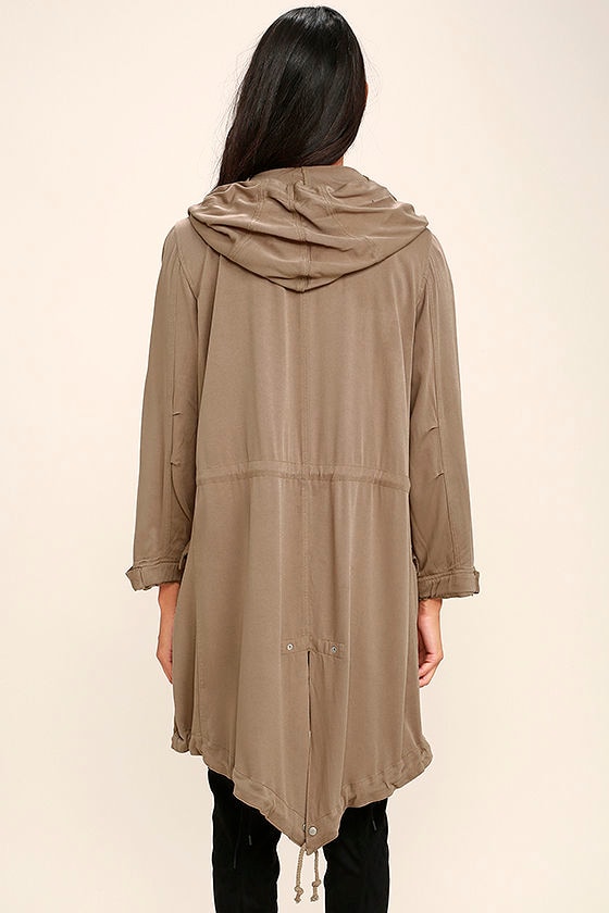 Chic Taupe Jacket - Long Jacket - Hooded Jacket - Lightweight Coat - $76.00
