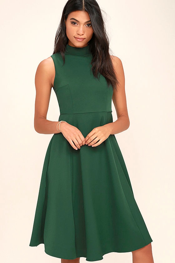 Lovely Dark Green Dress - Midi Dress - Sleeveless Dress - $62.00 - Lulus