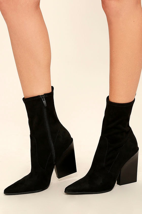 Kendall + Kylie Felicia Black Suede Pointed Mid-Calf Boots