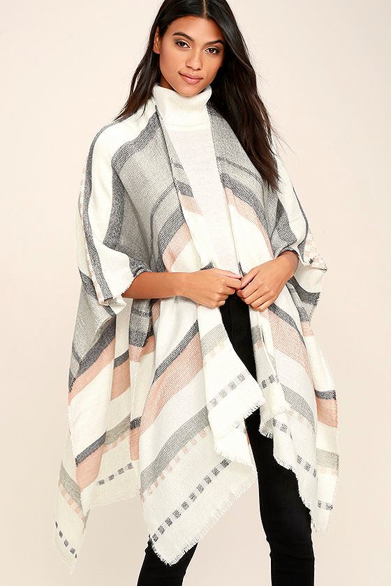 Gentle Fawn Kirin Ivory Striped Poncho 1
