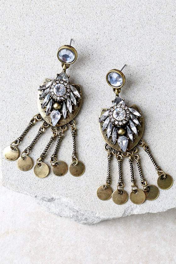 Stunning Gold Rhinestone Earrings Statement Earrings 14.00 Lulus