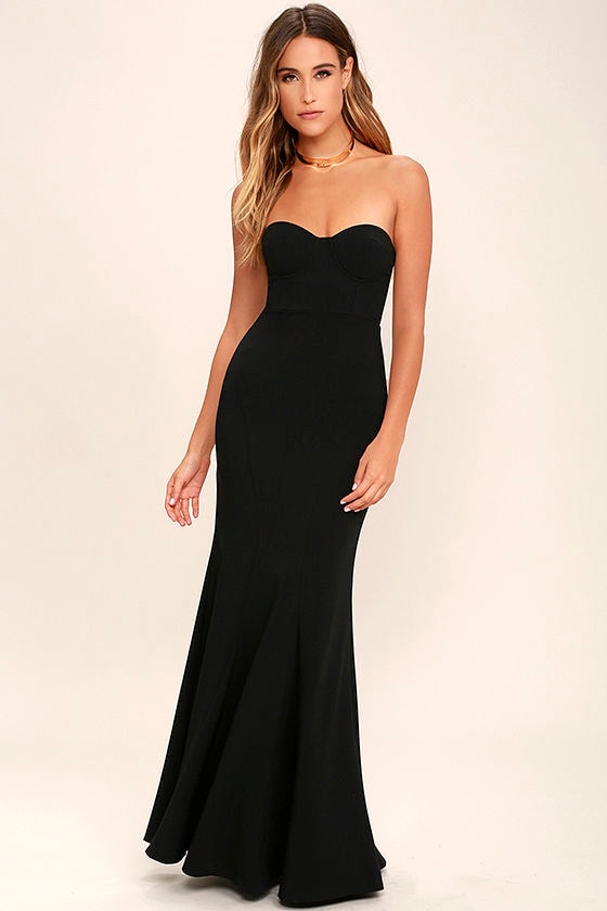 Lovely Black Dress - Maxi Dress - Strapless Dress - $84.00 - Lulus
