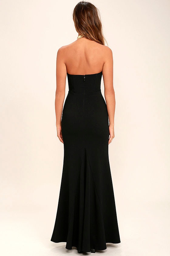 Lovely Black Dress - Maxi Dress - Strapless Dress - $84.00