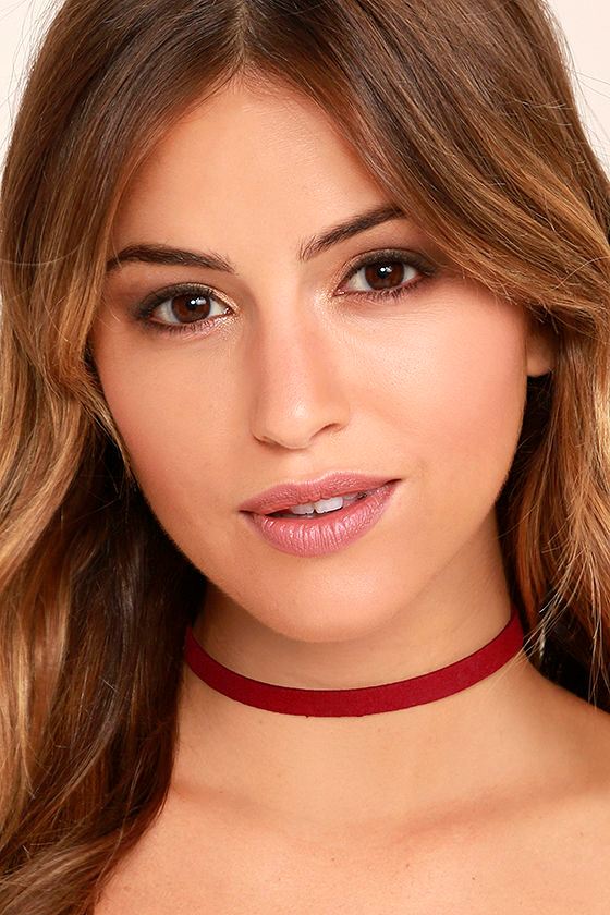 Chic Wine Red Choker Vegan Suede Choker 10.00 Lulus