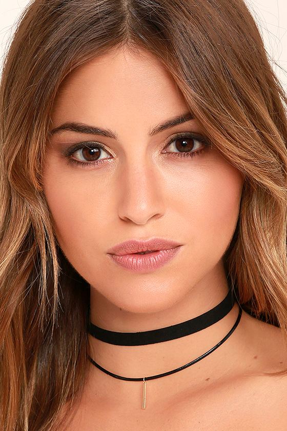 Sweetness Black and Gold Layered Choker Necklace 2