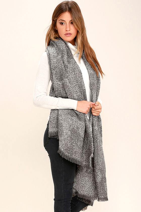 Chic Grey Scarf Blanket Scarf Woven Scarf 34.00 Lulus