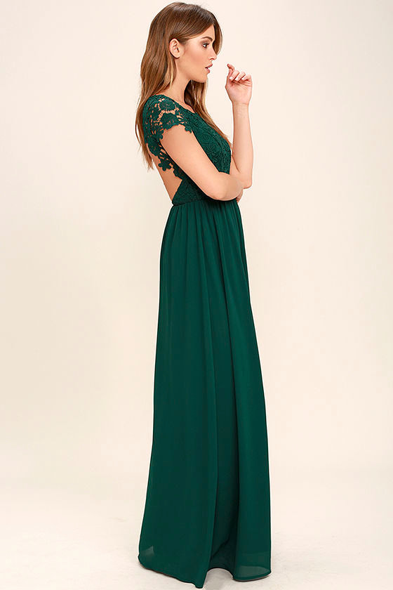 forest green lace maxi dress