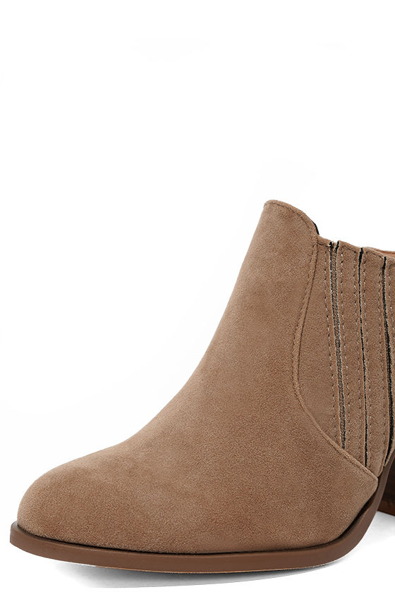 Cute Beige Mules High Heel Mules Vegan Suede Mules 32.00