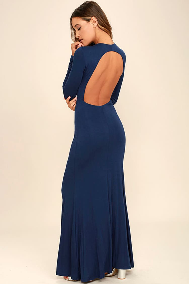 backless jersey maxi dress Caroline Maxi Dress Jersey in Black – SKATIE main image 1