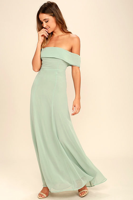 lulus green off the shoulder dress