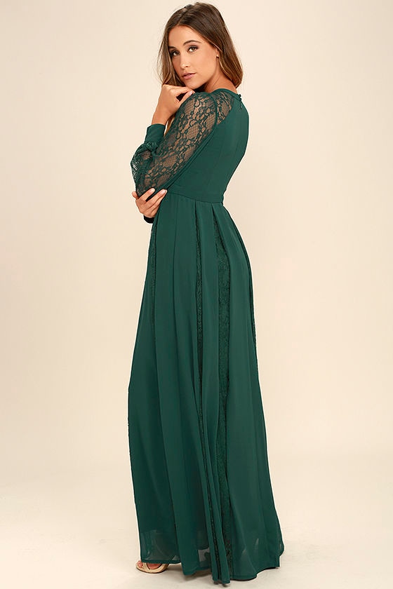 Lulus forest green long sleeve maxi dresses