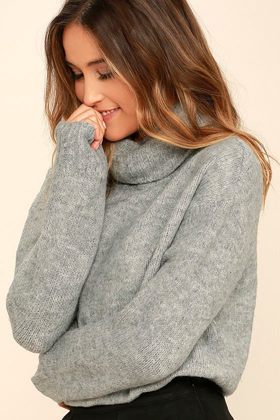 Favorite Dream Heather Grey Turtleneck Sweater