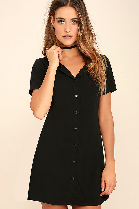 button up dress black