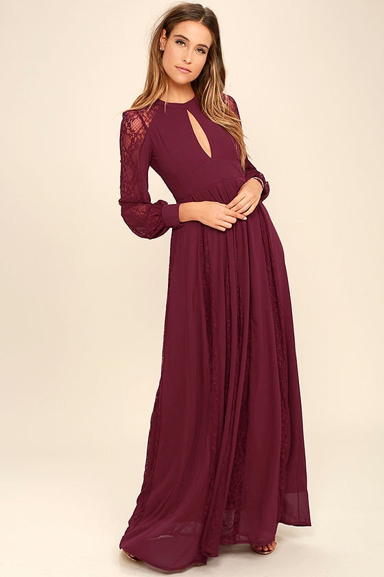 burgundy lace maxi