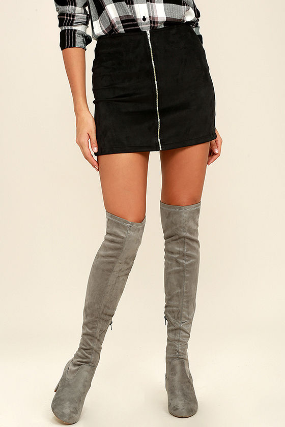 Tahlia Grey Suede Over the Knee Boots 1