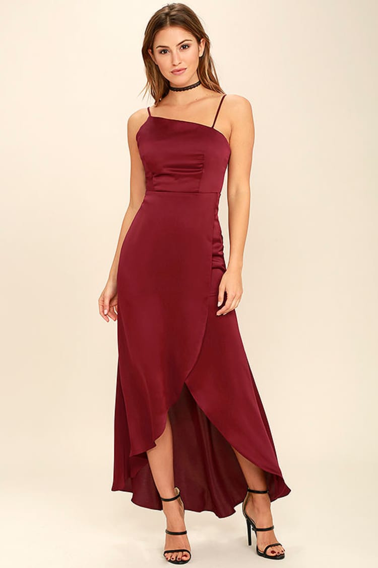 burgundy dress high low Mia Dress Burgundy | Occasion Dress in Sizes XXS–6X