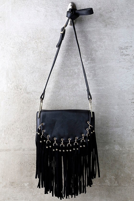 Chic Black Purse - Fringe Purse - Vegan Leather Purse - $37.00 - Lulus