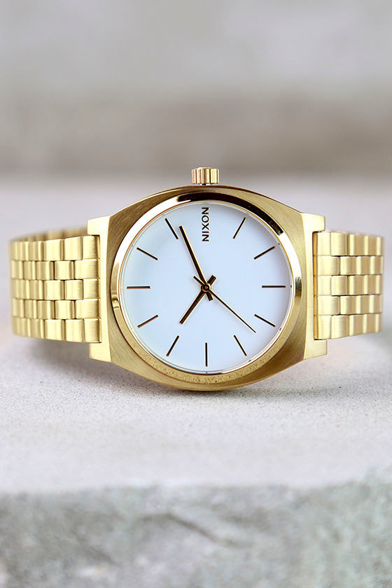 Nixon Time Teller Gold and White Watch