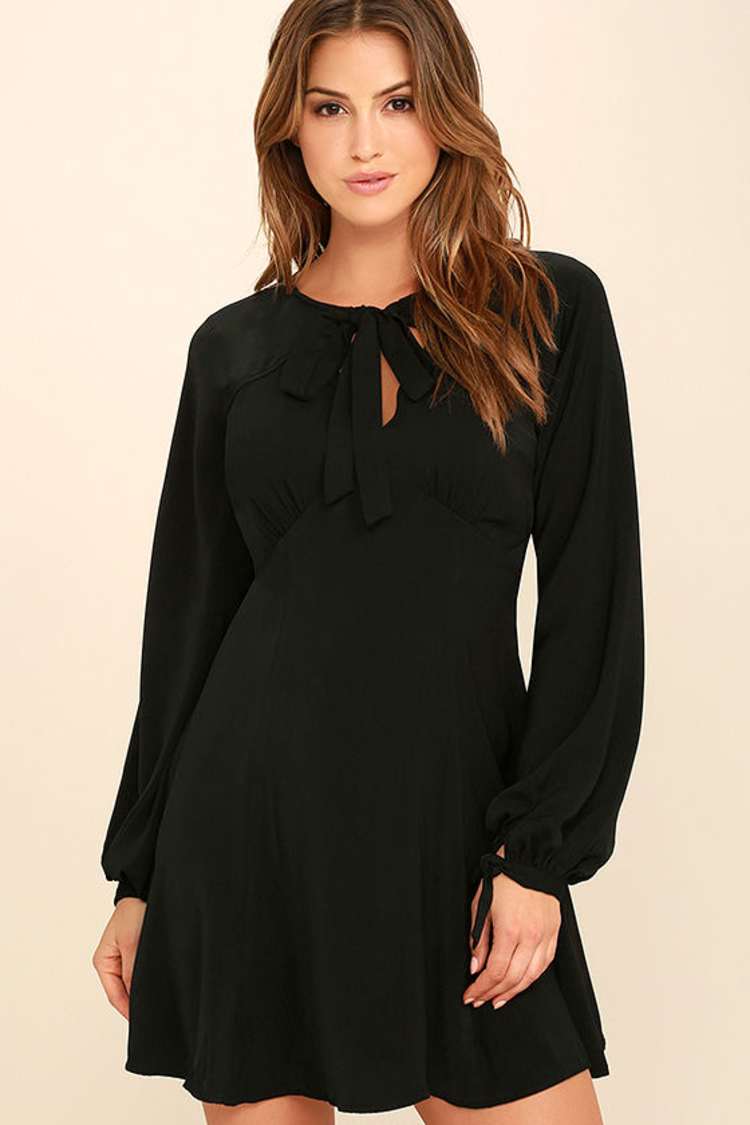 chinese dress ladies Black Long Flare Sleeve Ring Maxi Dress Black / 10 main image 1