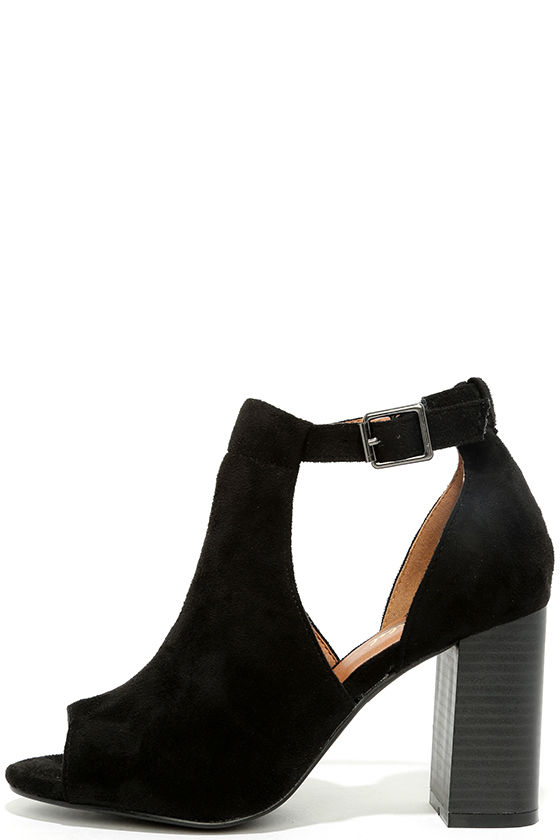 black ankle booties open toe