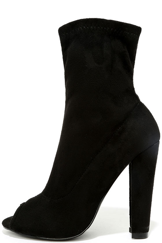 Sexy Black Booties Sock Boots PeepToe Booties 38.00 Lulus