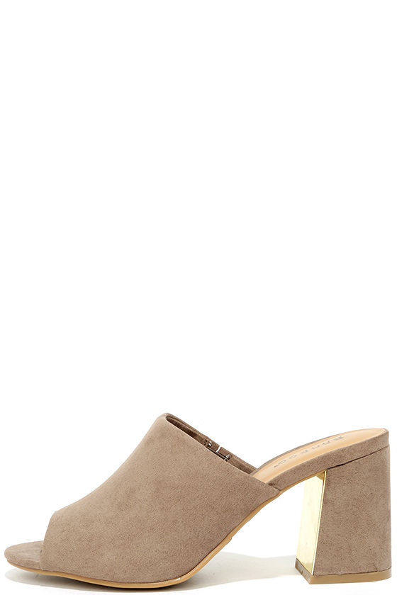 taupe mules