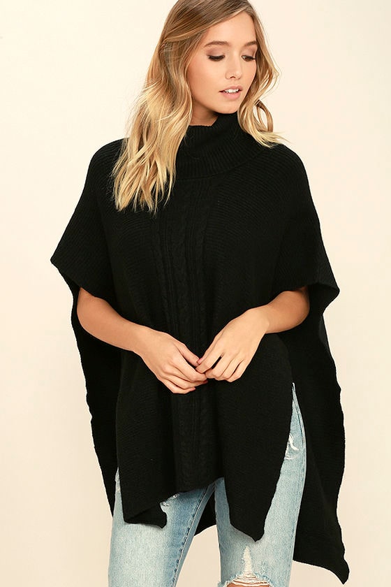 Chic Black Poncho - Sweater Top - Cowl Neck Top - Poncho Top -$86.00 ...