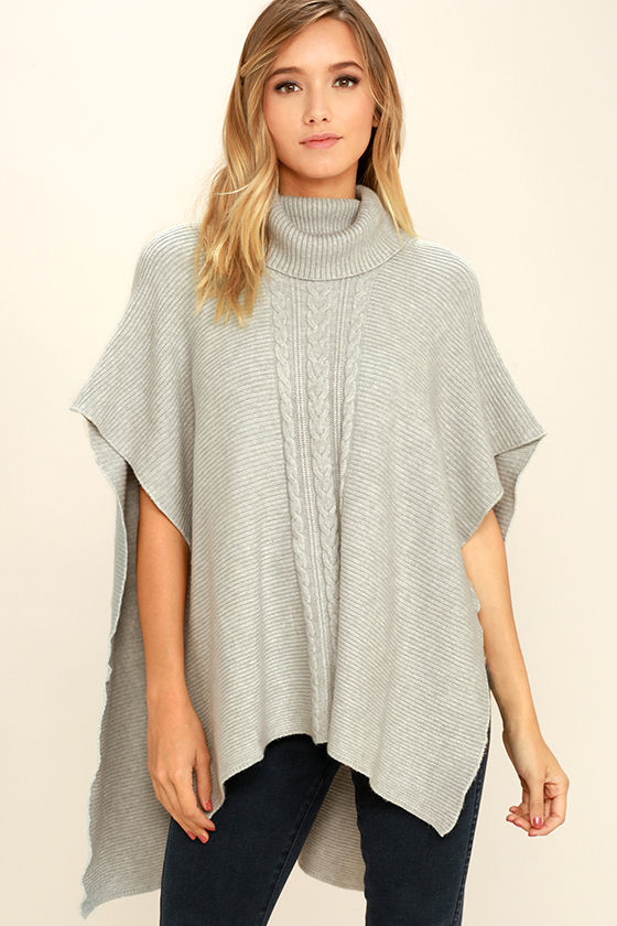 Chic Light Grey Poncho - Sweater Top - Cowl Neck Top - Poncho Top - $86 ...