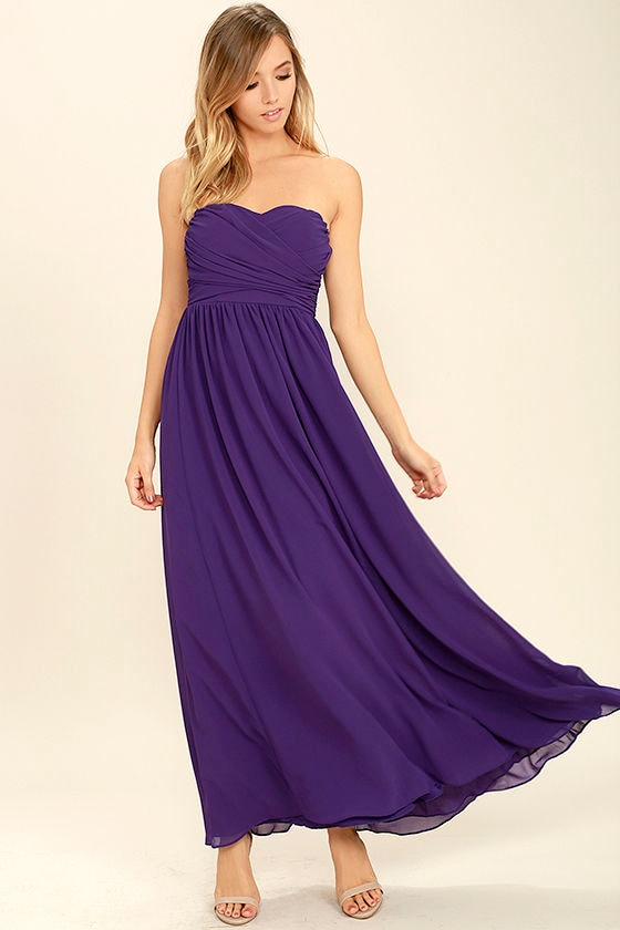 Love and Be Loved Purple Strapless Maxi Dress