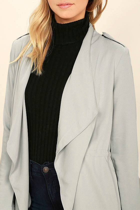 Chic Light Grey Jacket Lightweight Jacket Long Jacket 89.00