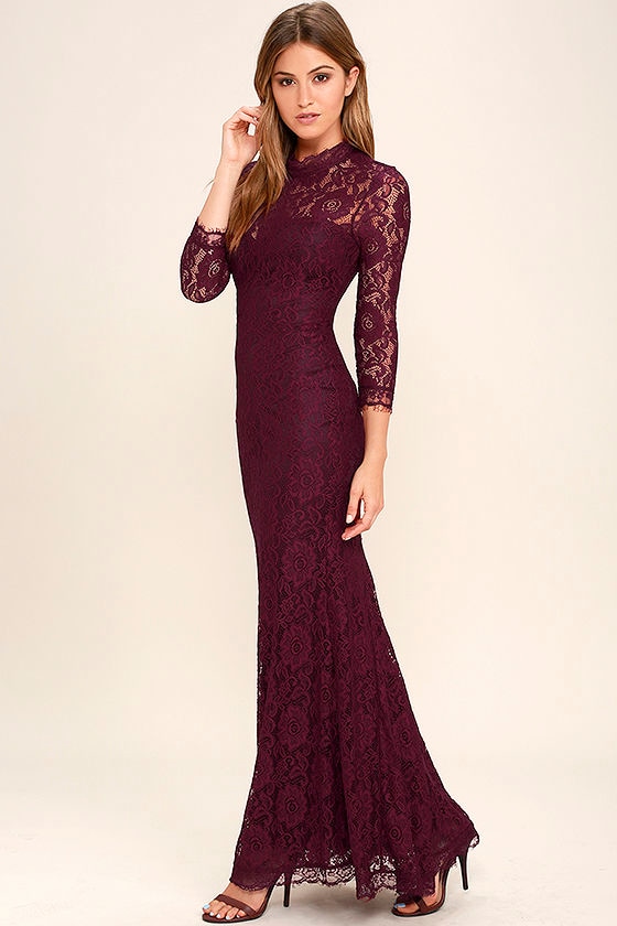 burgundy lace maxi