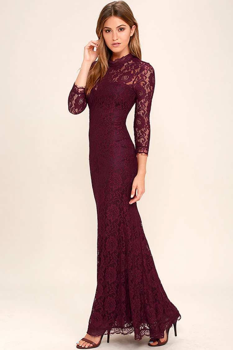More Than Love Burgundy Lace Maxi Dress