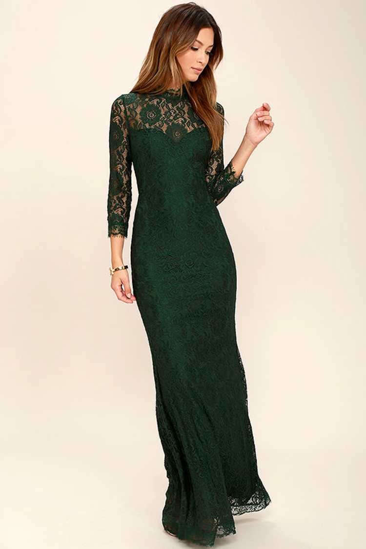 More Than Love Dark Green Lace Maxi Dress