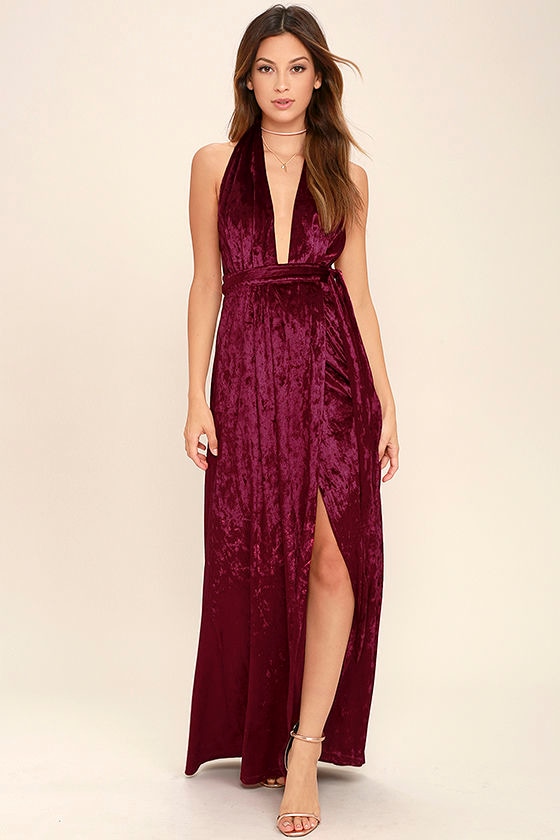 oxblood velvet dress