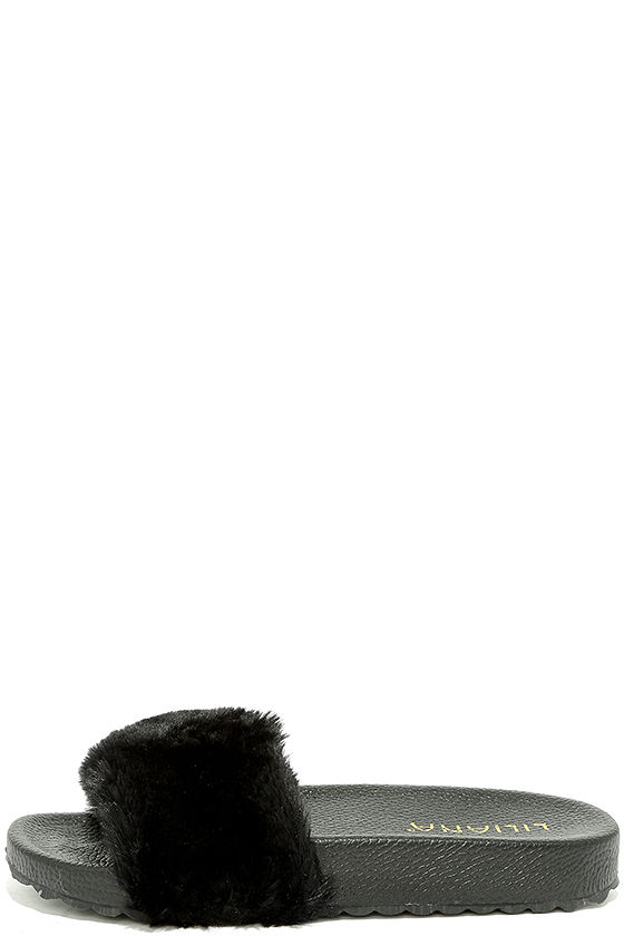 fur slide sandals