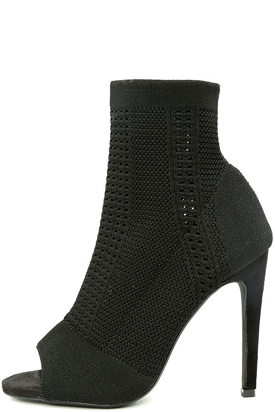 knitted peep toe boots