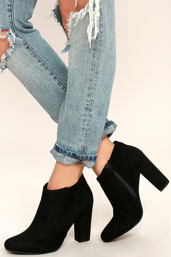 Joanne Black Suede Ankle Booties