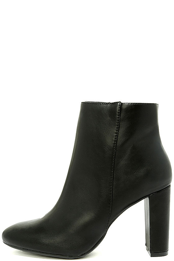 Imogen Black Leather Ankle Booties