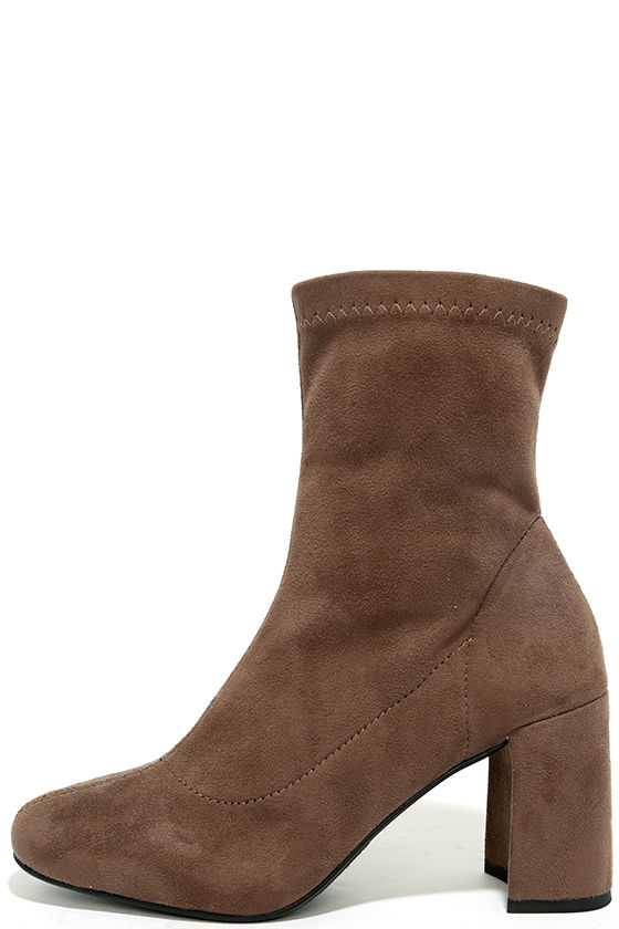taupe calf length boots