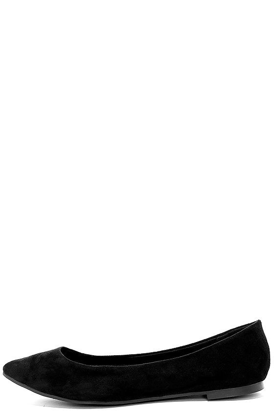 black suede pointed flats