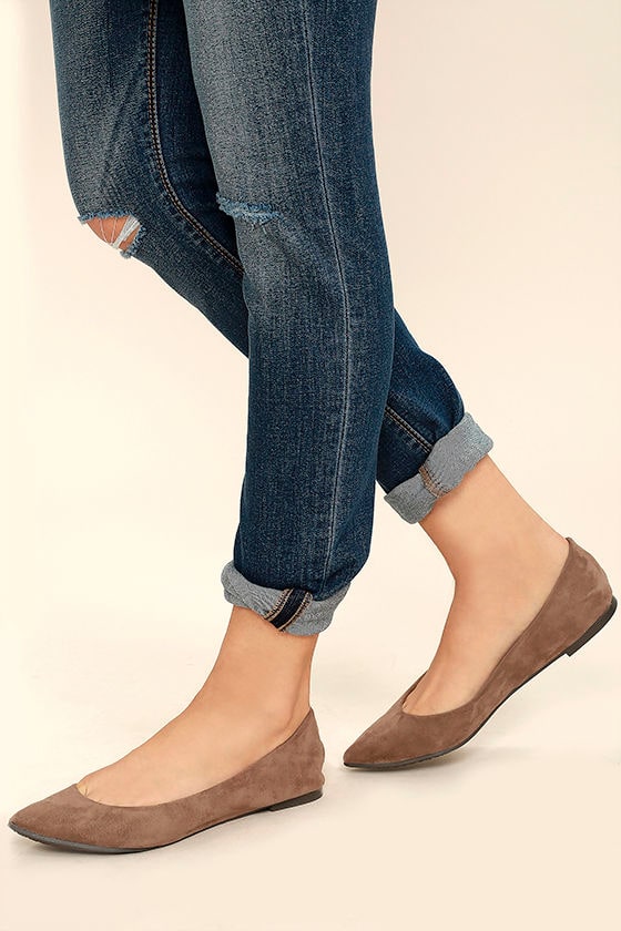 taupe suede flats