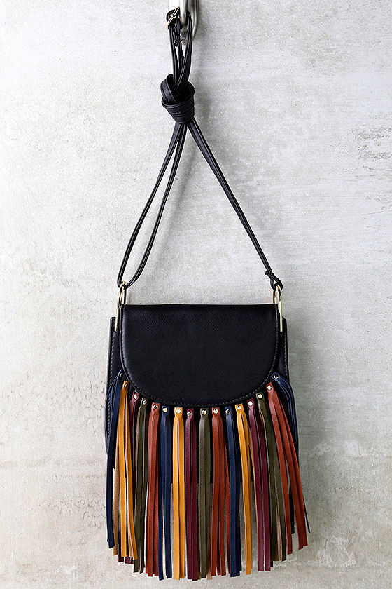 Over the Rainbow Black Fringe Purse 2