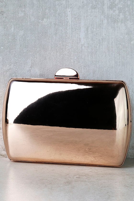 Reflected Image Rose Gold Mirrored Clutch